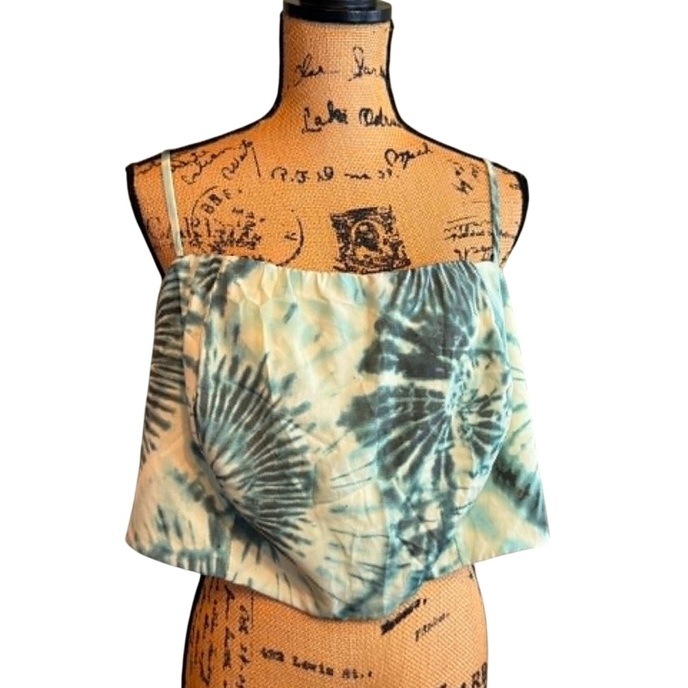 Fashion Nova Womens Tie Dye Boho Resortwear Cropped Cami Corset Top Teal Size 2X